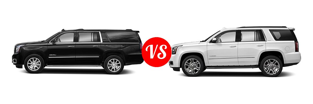 2020 GMC Yukon XL SUV Denali vs. 2020 GMC Yukon SUV SLE / SLT / SLT Standard Edition - Side Comparison