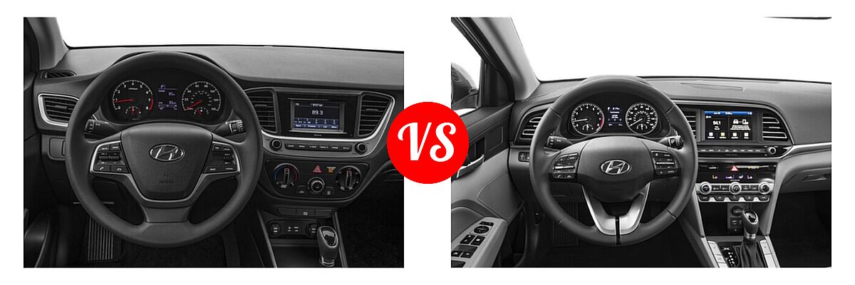 2020 Hyundai Accent Sedan SE vs. 2020 Hyundai Elantra Sedan Limited - Dashboard Comparison
