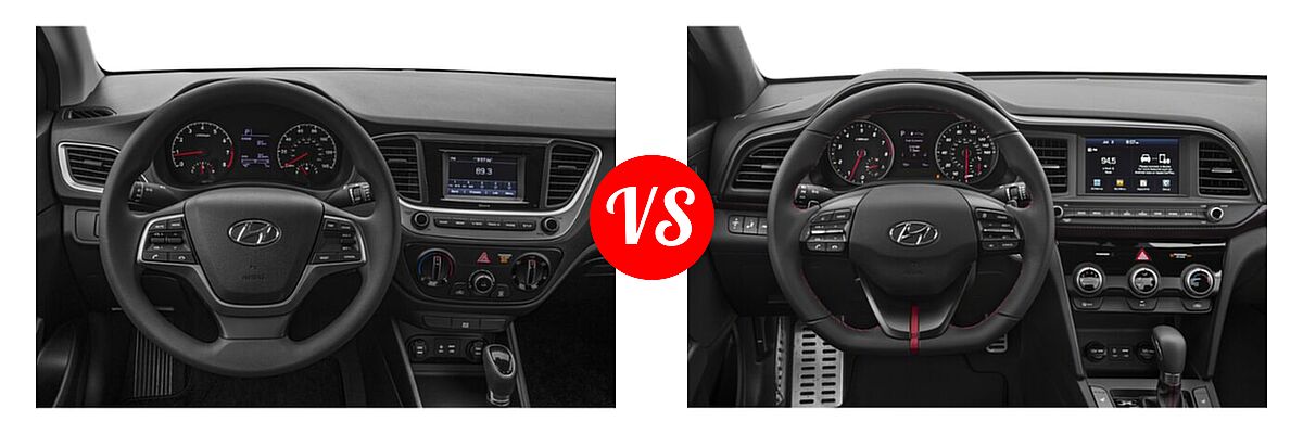 2020 Hyundai Accent Sedan SE vs. 2020 Hyundai Elantra Sedan Sport - Dashboard Comparison