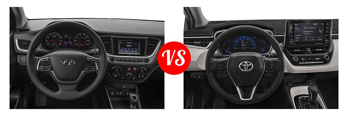 2020 Hyundai Accent Sedan SE vs. 2020 Toyota Corolla Sedan XLE - Dashboard Comparison