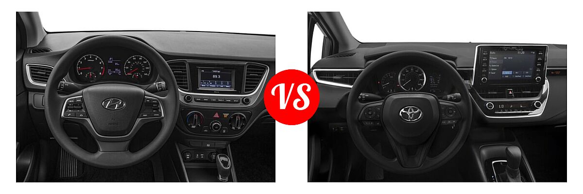 2020 Hyundai Accent Sedan SE vs. 2020 Toyota Corolla Sedan L / LE - Dashboard Comparison