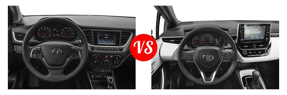 2020 Hyundai Accent Sedan SE vs. 2020 Toyota Corolla Sedan SE / XSE - Dashboard Comparison