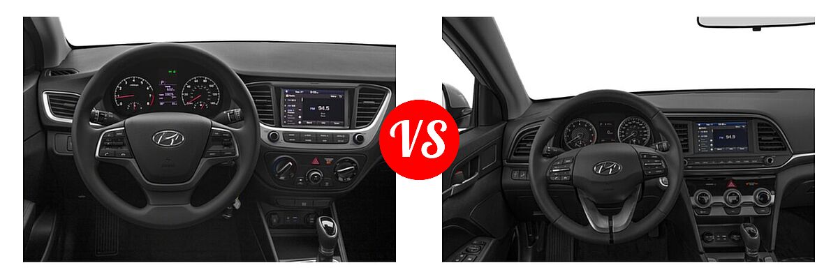 2020 Hyundai Accent Sedan SEL vs. 2020 Hyundai Elantra Sedan ECO / Limited / SE / SEL / Value Edition - Dashboard Comparison