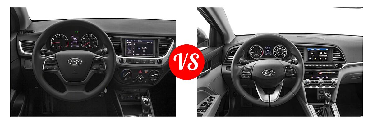 2020 Hyundai Accent Sedan SEL vs. 2020 Hyundai Elantra Sedan Limited - Dashboard Comparison