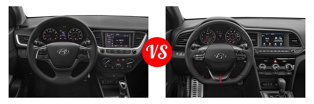 2020 Hyundai Accent Sedan SEL vs. 2020 Hyundai Elantra Sedan Sport - Dashboard Comparison