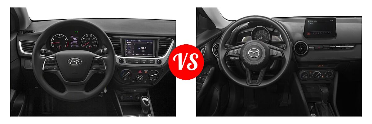 2020 Hyundai Accent Sedan SEL vs. 2020 Mazda CX-3 Sedan Sport - Dashboard Comparison