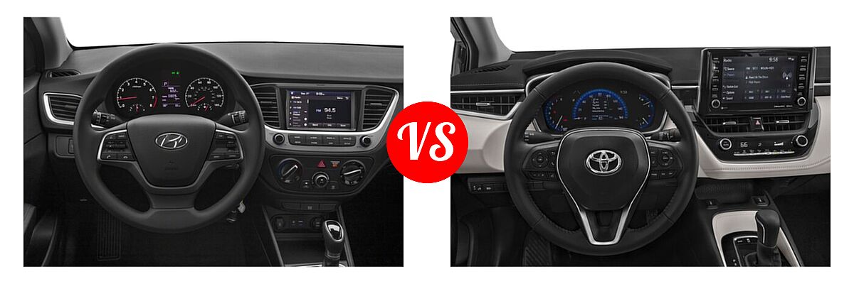 2020 Hyundai Accent Sedan SEL vs. 2020 Toyota Corolla Sedan XLE - Dashboard Comparison
