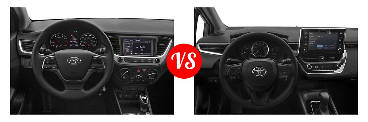 2020 Hyundai Accent Sedan SEL vs. 2020 Toyota Corolla Sedan L / LE - Dashboard Comparison