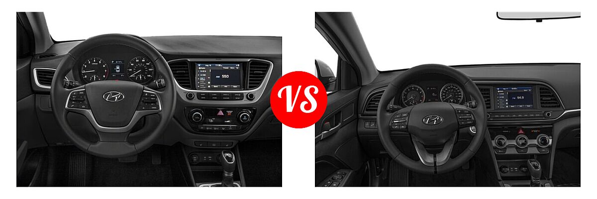 2020 Hyundai Accent Sedan Limited vs. 2020 Hyundai Elantra Sedan ECO / Limited / SE / SEL / Value Edition - Dashboard Comparison