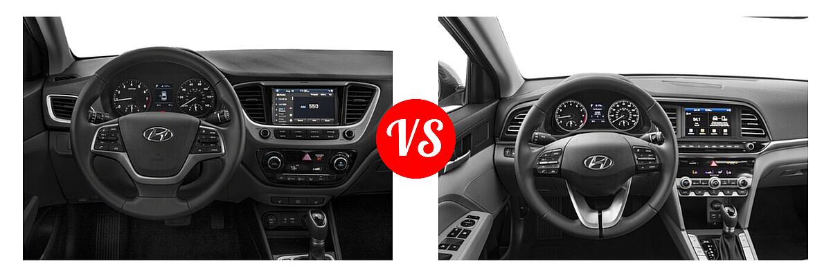 2020 Hyundai Accent Sedan Limited vs. 2020 Hyundai Elantra Sedan Limited - Dashboard Comparison