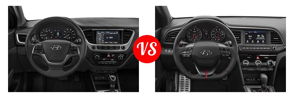 2020 Hyundai Accent Sedan Limited vs. 2020 Hyundai Elantra Sedan Sport - Dashboard Comparison