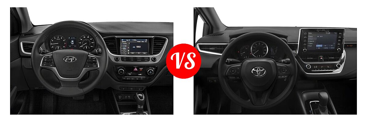 2020 Hyundai Accent Sedan Limited vs. 2020 Toyota Corolla Sedan Nightshade - Dashboard Comparison