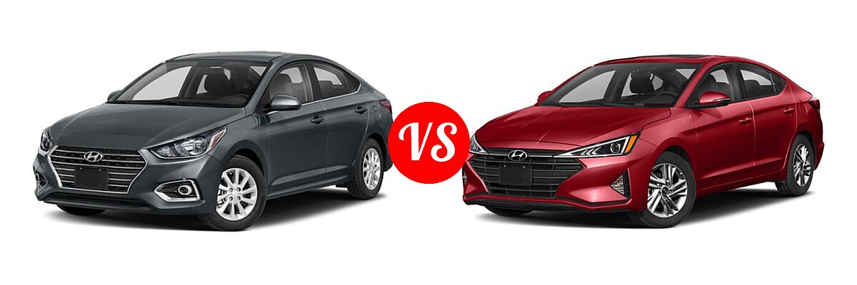 2020 Hyundai Accent Sedan SEL vs. 2020 Hyundai Elantra Sedan ECO / Limited / SE / SEL / Value Edition - Front Left Comparison