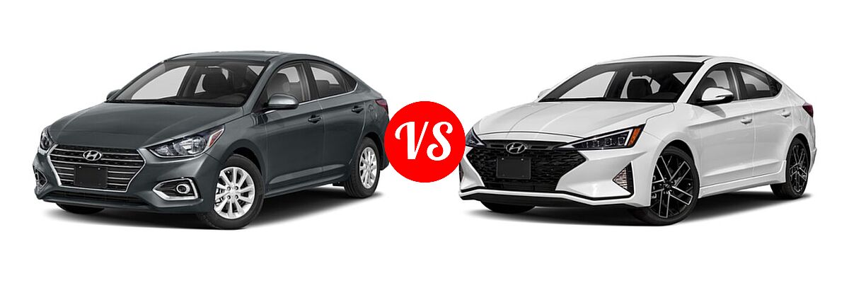2020 Hyundai Accent Sedan SEL vs. 2020 Hyundai Elantra Sedan Sport - Front Left Comparison