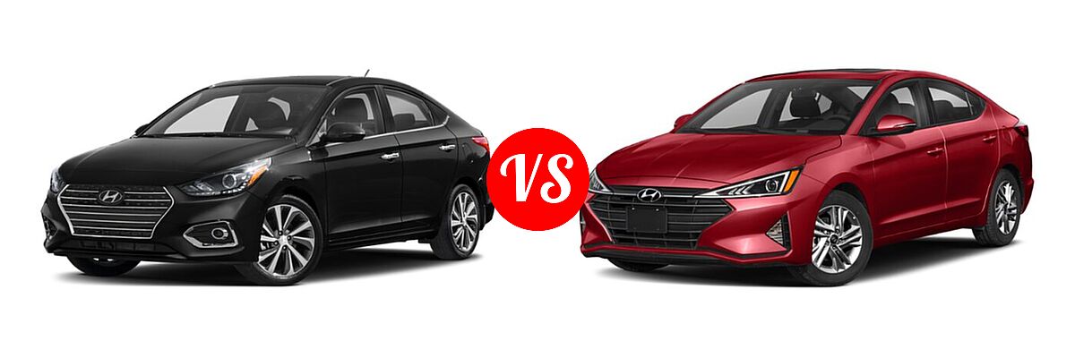 2020 Hyundai Accent Sedan Limited vs. 2020 Hyundai Elantra Sedan ECO / Limited / SE / SEL / Value Edition - Front Left Comparison