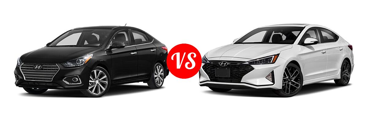 2020 Hyundai Accent Sedan Limited vs. 2020 Hyundai Elantra Sedan Sport - Front Left Comparison