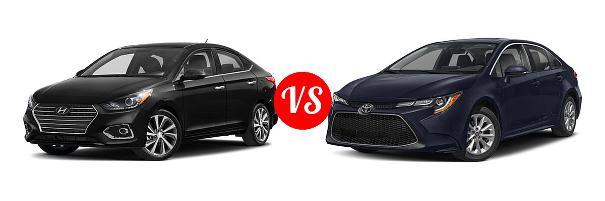 2020 Hyundai Accent Sedan Limited vs. 2020 Toyota Corolla Sedan XLE - Front Left Comparison