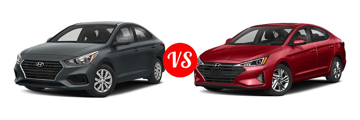 2020 Hyundai Accent Sedan SE vs. 2020 Hyundai Elantra Sedan ECO / Limited / SE / SEL / Value Edition - Front Left Comparison
