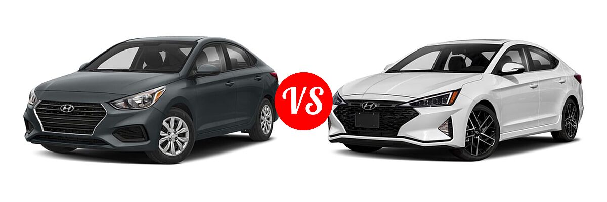 2020 Hyundai Accent Sedan SE vs. 2020 Hyundai Elantra Sedan Sport - Front Left Comparison