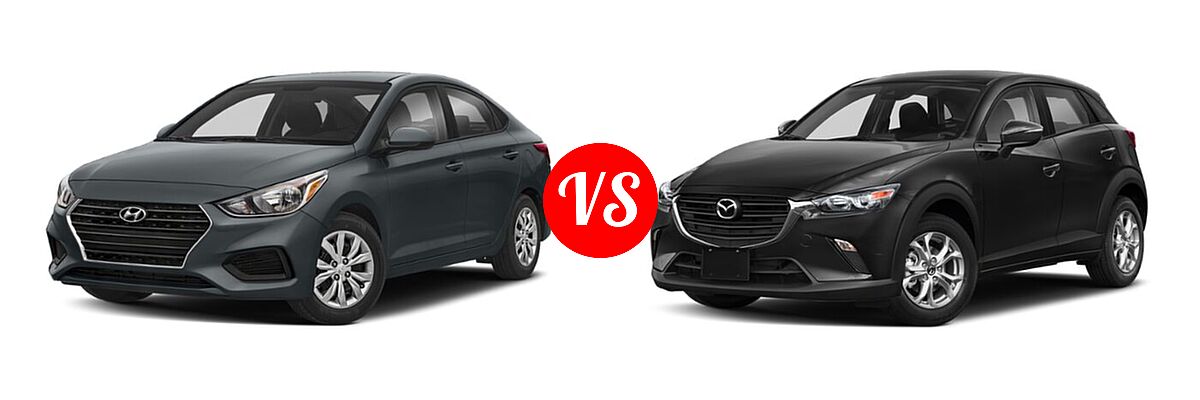 2020 Hyundai Accent Sedan SE vs. 2020 Mazda CX-3 Sedan Sport - Front Left Comparison