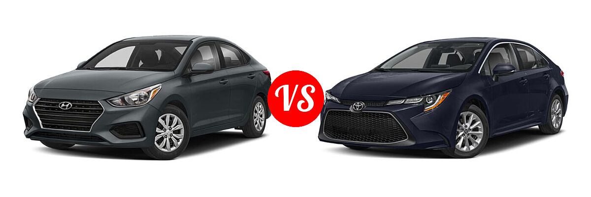 2020 Hyundai Accent Sedan SE vs. 2020 Toyota Corolla Sedan XLE - Front Left Comparison