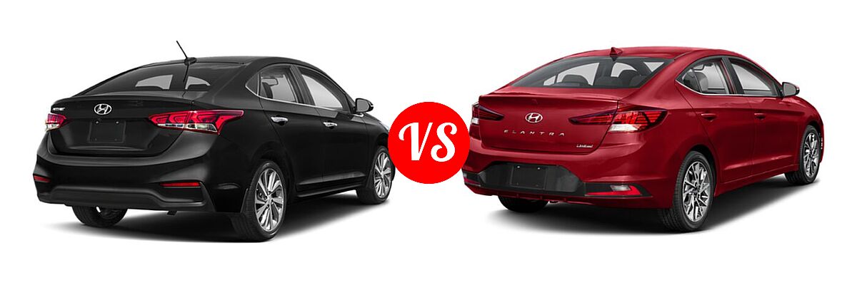 2020 Hyundai Accent Sedan Limited vs. 2020 Hyundai Elantra Sedan Limited - Rear Right Comparison