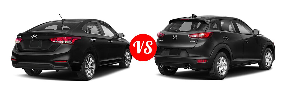 2020 Hyundai Accent Sedan Limited vs. 2020 Mazda CX-3 Sedan Sport - Rear Right Comparison