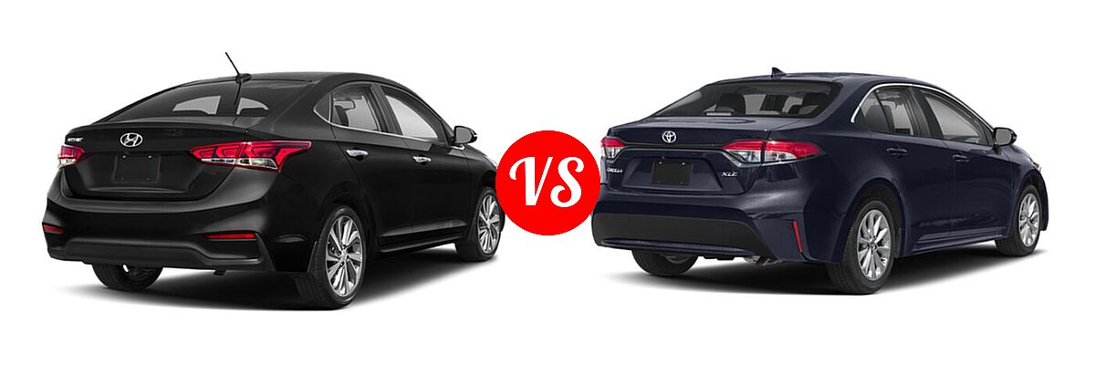2020 Hyundai Accent Sedan Limited vs. 2020 Toyota Corolla Sedan XLE - Rear Right Comparison