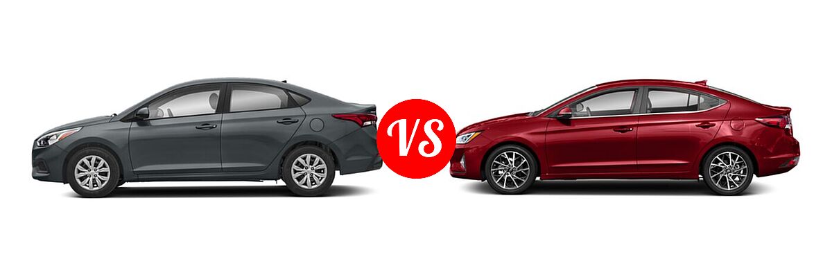 2020 Hyundai Accent Sedan SE vs. 2020 Hyundai Elantra Sedan Limited - Side Comparison