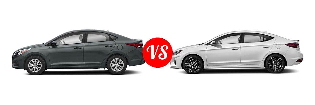 2020 Hyundai Accent Sedan SE vs. 2020 Hyundai Elantra Sedan Sport - Side Comparison