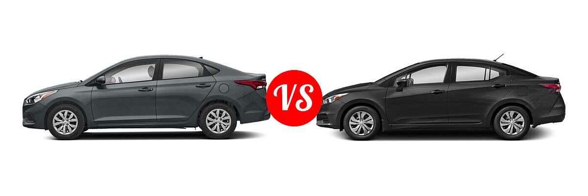 2020 Hyundai Accent Sedan SE vs. 2020 Nissan Versa Sedan S / SR / SV - Side Comparison