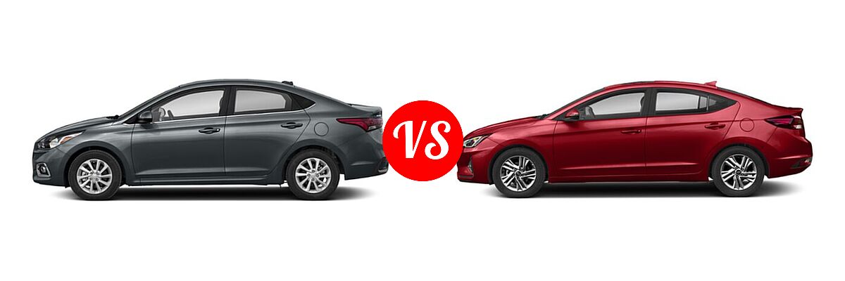 2020 Hyundai Accent Sedan SEL vs. 2020 Hyundai Elantra Sedan ECO / Limited / SE / SEL / Value Edition - Side Comparison