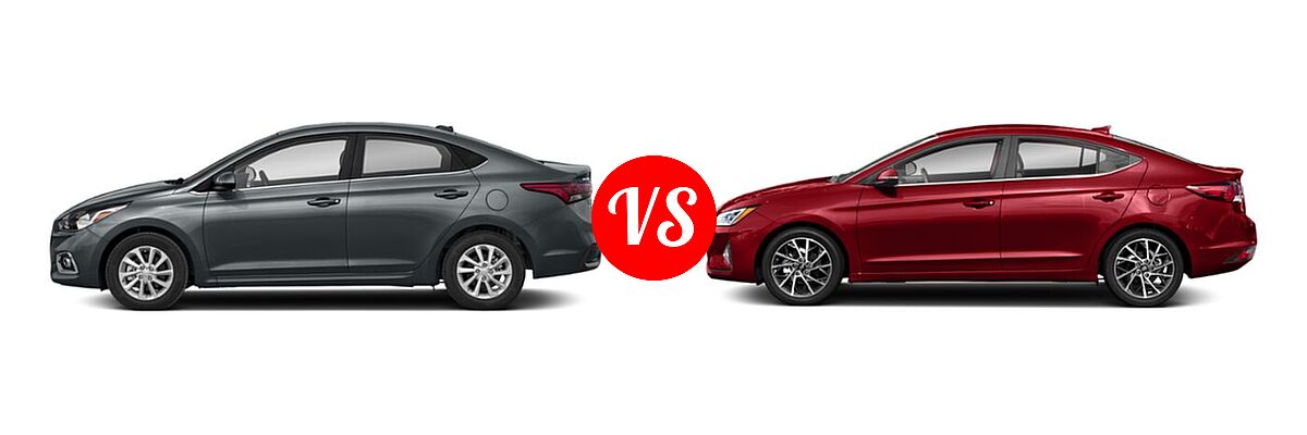 2020 Hyundai Accent Sedan SEL vs. 2020 Hyundai Elantra Sedan Limited - Side Comparison