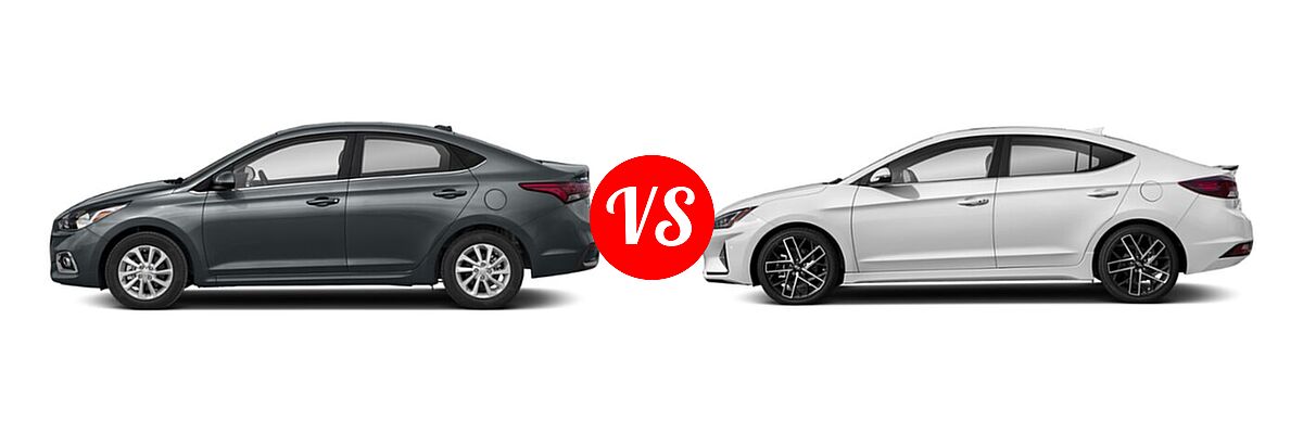 2020 Hyundai Accent Sedan SEL vs. 2020 Hyundai Elantra Sedan Sport - Side Comparison