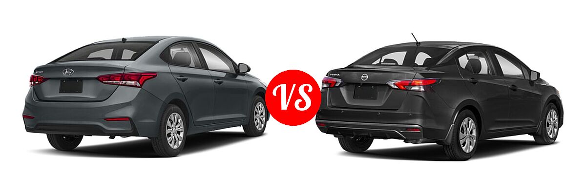 2020 Hyundai Accent Sedan SE vs. 2020 Nissan Versa Sedan S / SR / SV - Rear Right Comparison