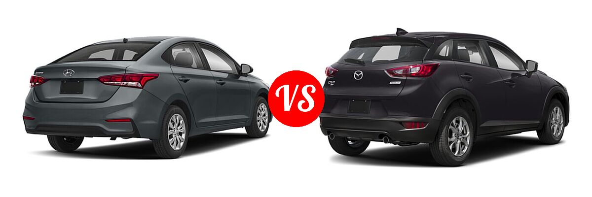 2020 Hyundai Accent Sedan SE vs. 2020 Mazda CX-3 Sedan Sport - Rear Right Comparison