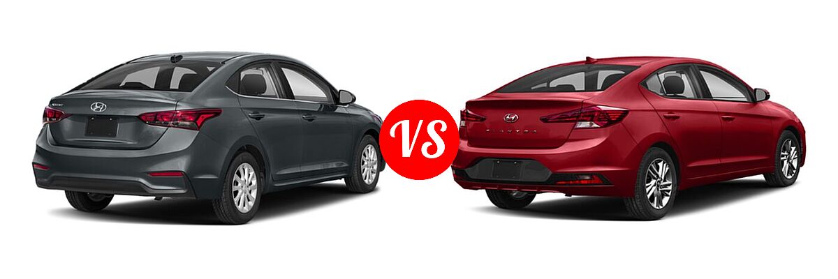 2020 Hyundai Accent Sedan SEL vs. 2020 Hyundai Elantra Sedan ECO / Limited / SE / SEL / Value Edition - Rear Right Comparison