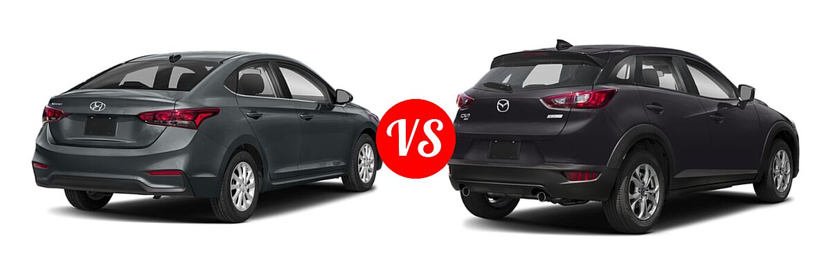2020 Hyundai Accent Sedan SEL vs. 2020 Mazda CX-3 Sedan Sport - Rear Right Comparison
