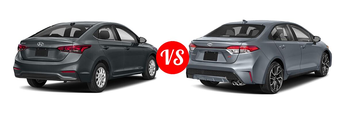 2020 Hyundai Accent Sedan SEL vs. 2020 Toyota Corolla Sedan SE / XSE - Rear Right Comparison
