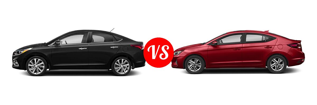 2020 Hyundai Accent Sedan Limited vs. 2020 Hyundai Elantra Sedan ECO / Limited / SE / SEL / Value Edition - Side Comparison