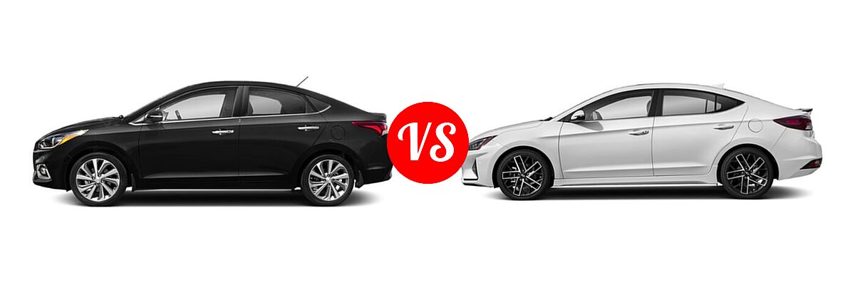 2020 Hyundai Accent Sedan Limited vs. 2020 Hyundai Elantra Sedan Sport - Side Comparison