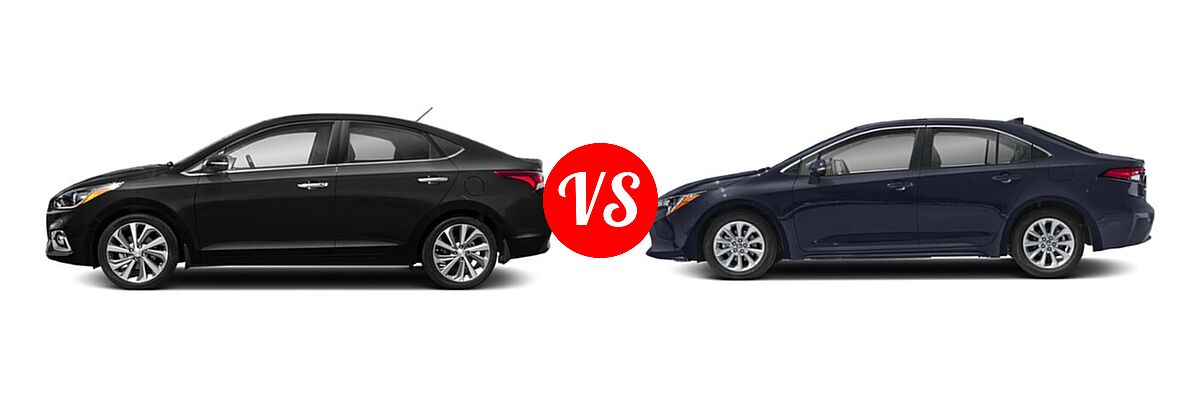 2020 Hyundai Accent Sedan Limited vs. 2020 Toyota Corolla Sedan XLE - Side Comparison