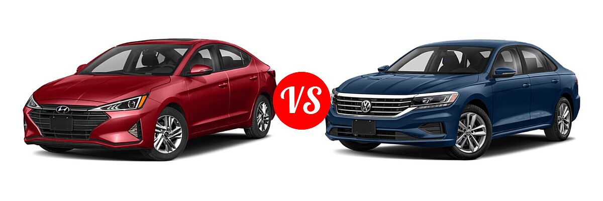 2020 Hyundai Elantra Sedan ECO / Limited / SE / SEL / Value Edition vs. 2020 Volkswagen Passat Sedan 2.0T R-Line - Front Left Comparison