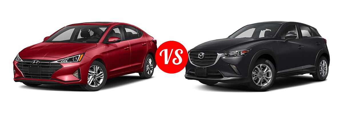 2020 Hyundai Elantra Sedan ECO / Limited / SE / SEL / Value Edition vs. 2020 Mazda CX-3 Sedan Sport - Front Left Comparison