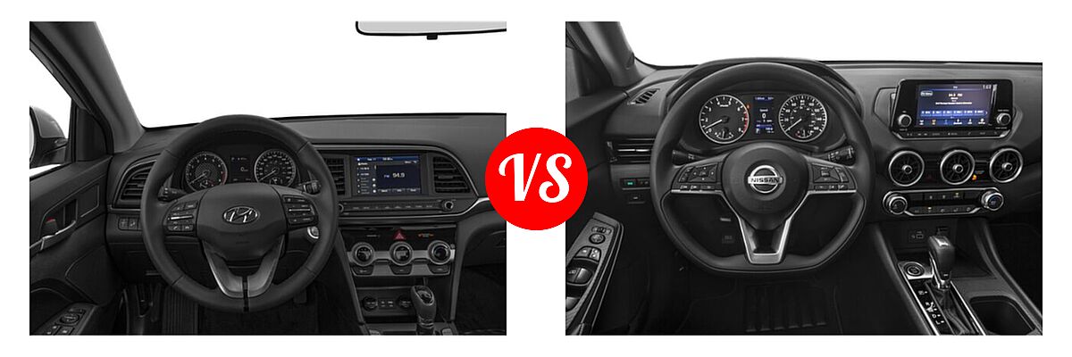 2020 Hyundai Elantra Sedan ECO / Limited / SE / SEL / Value Edition vs. 2020 Nissan Sentra Sedan S / SV - Dashboard Comparison