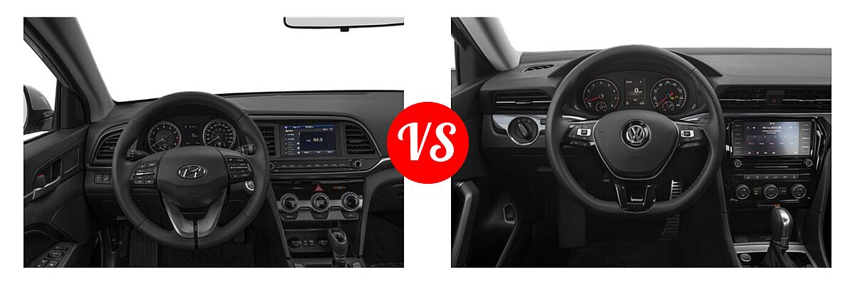 2020 Hyundai Elantra Sedan ECO / Limited / SE / SEL / Value Edition vs. 2020 Volkswagen Passat Sedan 2.0T R-Line - Dashboard Comparison