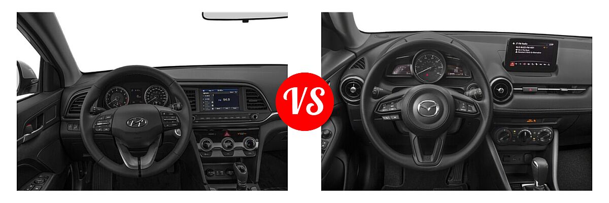 2020 Hyundai Elantra Sedan ECO / Limited / SE / SEL / Value Edition vs. 2020 Mazda CX-3 Sedan Sport - Dashboard Comparison