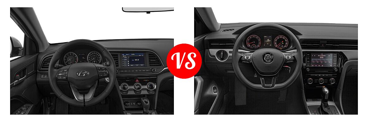 2020 Hyundai Elantra Sedan ECO / Limited / SE / SEL / Value Edition vs. 2020 Volkswagen Passat Sedan 2.0T S / 2.0T SE / 2.0T SEL - Dashboard Comparison