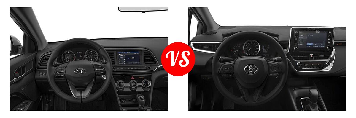 2020 Hyundai Elantra Sedan ECO / Limited / SE / SEL / Value Edition vs. 2020 Toyota Corolla Sedan Nightshade - Dashboard Comparison