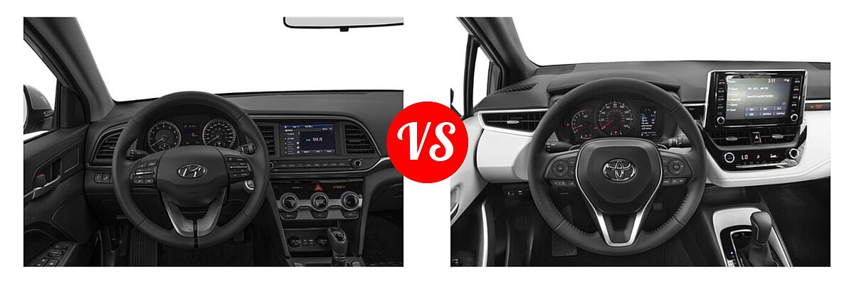 2020 Hyundai Elantra Sedan ECO / Limited / SE / SEL / Value Edition vs. 2020 Toyota Corolla Sedan SE / XSE - Dashboard Comparison